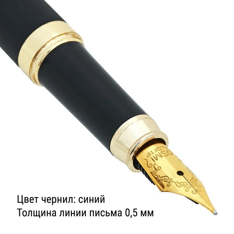 Ручка перьевая Flair "Golden eve" подар.футляр синяя 0,5 мм, корпус черный металл