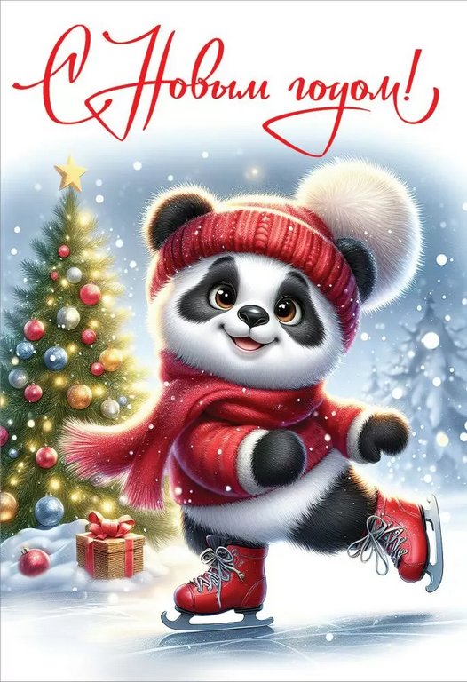 Открытка  НГ средняя "С Новым годом!" текст