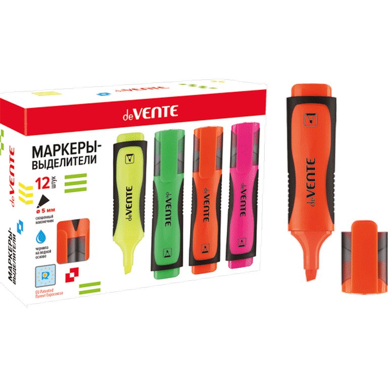 Текст-маркер deVENTE 1-5мм оранжевый (с каучуковыми вставками)