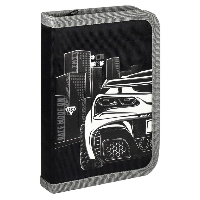 Пенал 1 отд. 1 откид. планка для мальчика Феникс+ "Гонки" 13.3x20x3.5 см, ткань