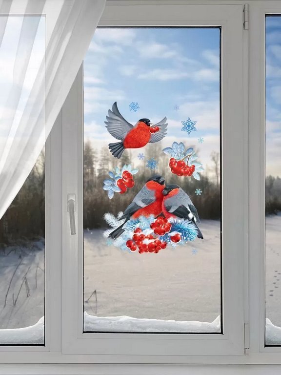 Украшение оконное "Новогодние друзья" 23*33 см