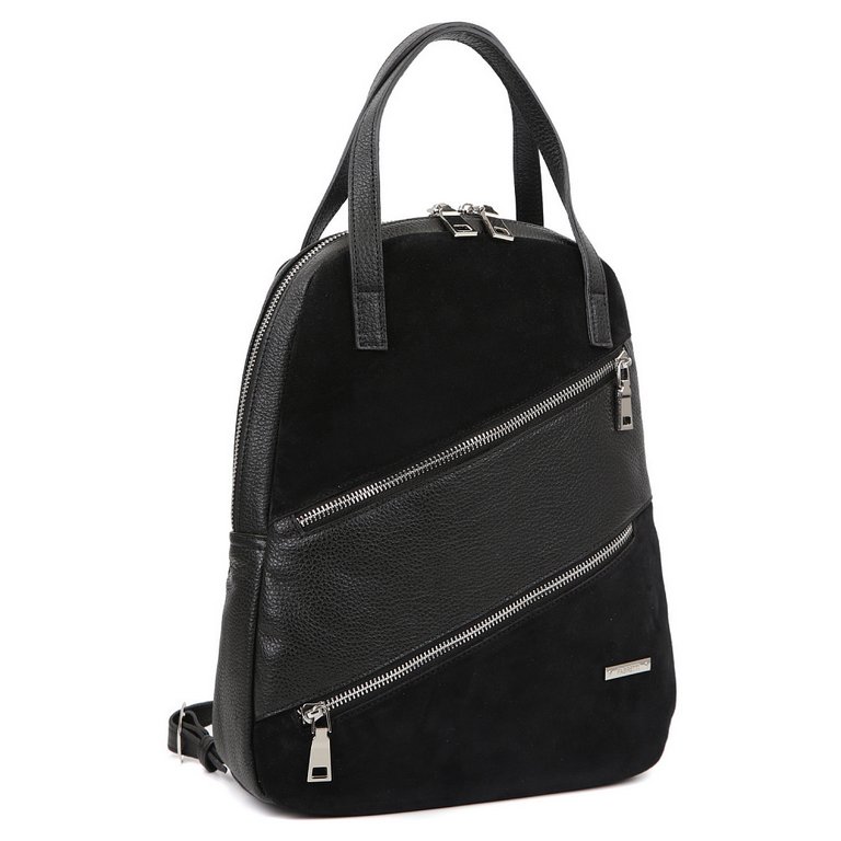 Рюкзак женский FABRETTI 24*33*10см, нат. кожа, черный