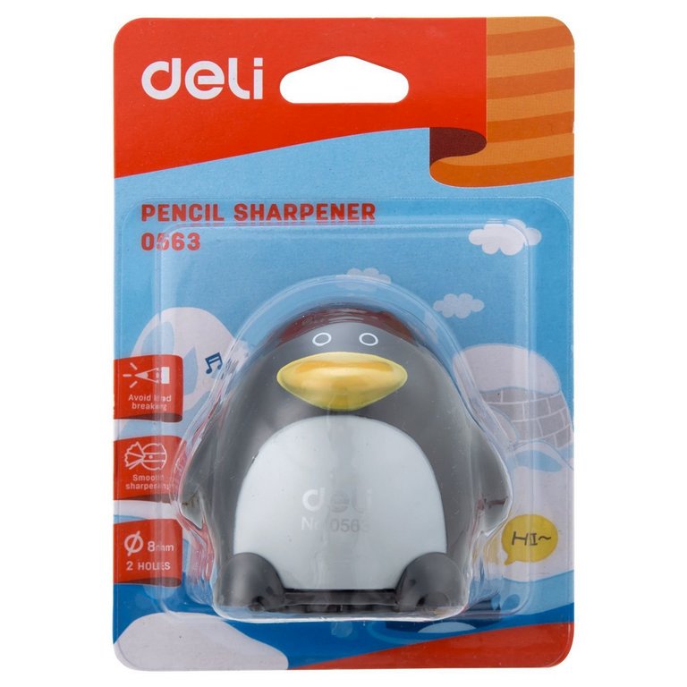 Точилка с контейнером два отверстия Deli Пингвин