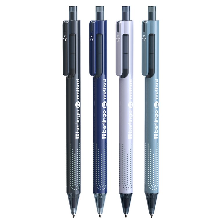Ручка шариковая авт. Berlingo "Method" 0,7мм, синяя (лин. 0,5мм) бесшумная