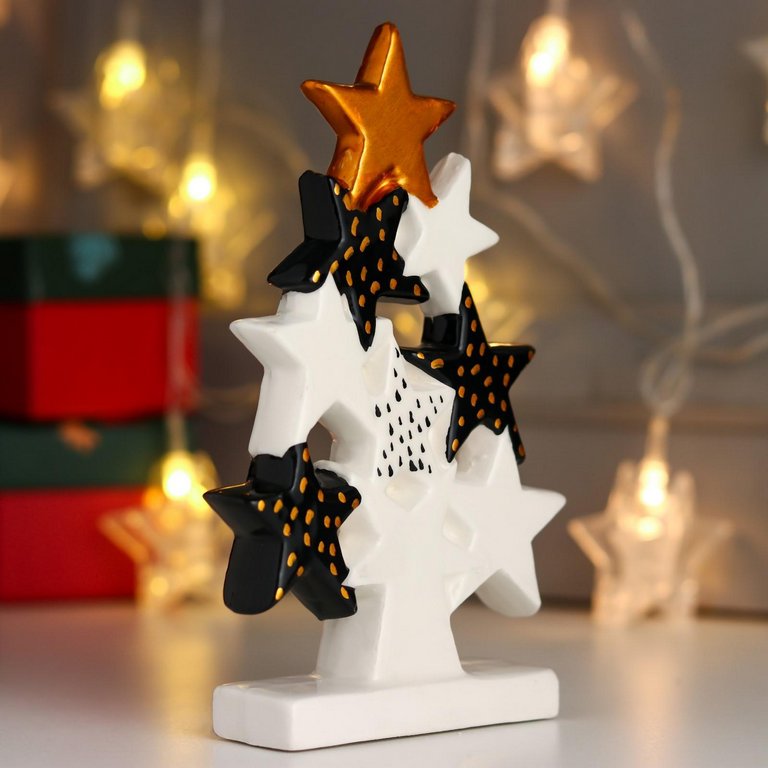 Сувенир новогодний "Ёлочка из звёзд" 17хх10,5х3,2 см, керамика