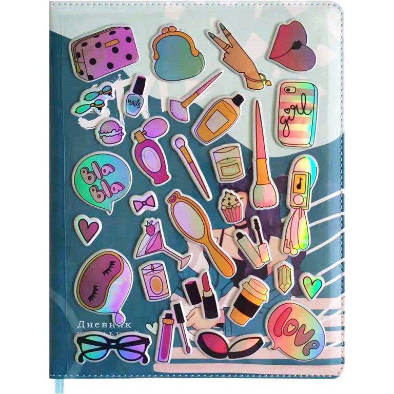 Дневник школьный Prof-Press твердая обложка  кожзам, с набором 4 цв. стикеров "STYLISH STICKER" 48л.