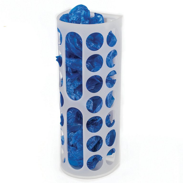 Держатель контейнер для пакетов, мешков, бахил, 45х16х13 см, крепеж в комплекте, цв. белый