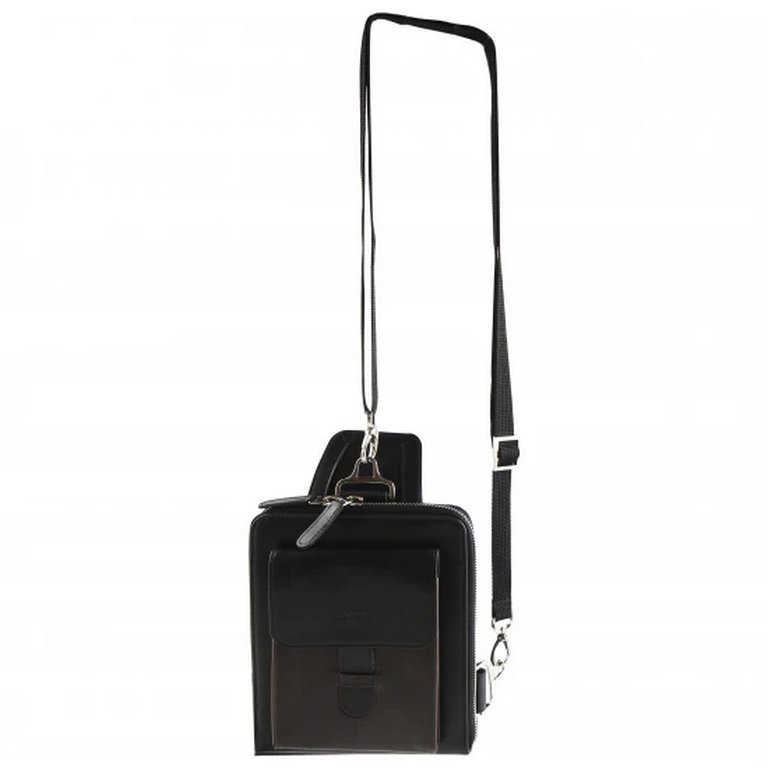 Планшет Borasco 16*20*2см, нат. кожа, со съемным плечевым ремнем, черный/коричневый