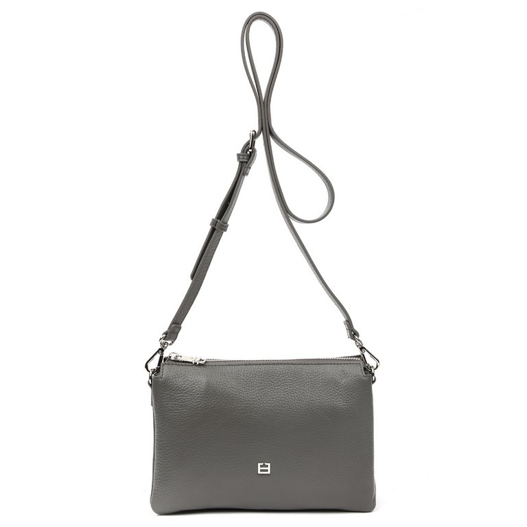 Сумка женская FABRETTI 24х16х8 см, нат. кожа, серый