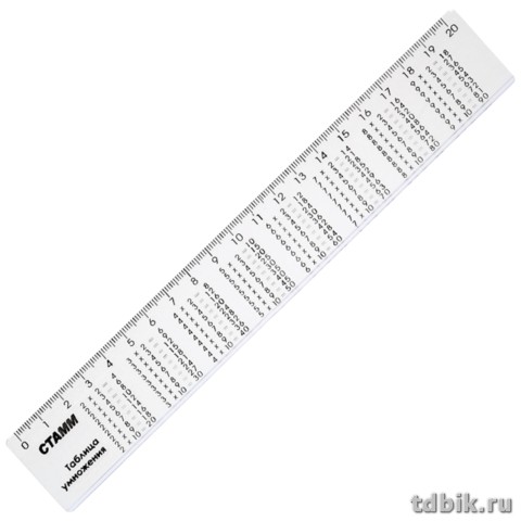 Линейка 20 см. пласт. Стамм "Таблица умножения"