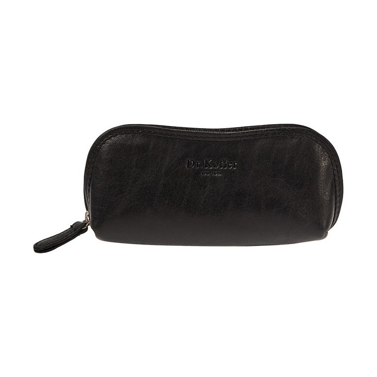 Футляр для очков Dr.Koffer, 7*15*3см, нат. кожа, на молнии, черный