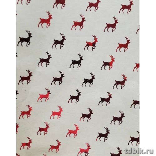 Бумага упаковочная НГ 70*100см крафт "Красные олени"