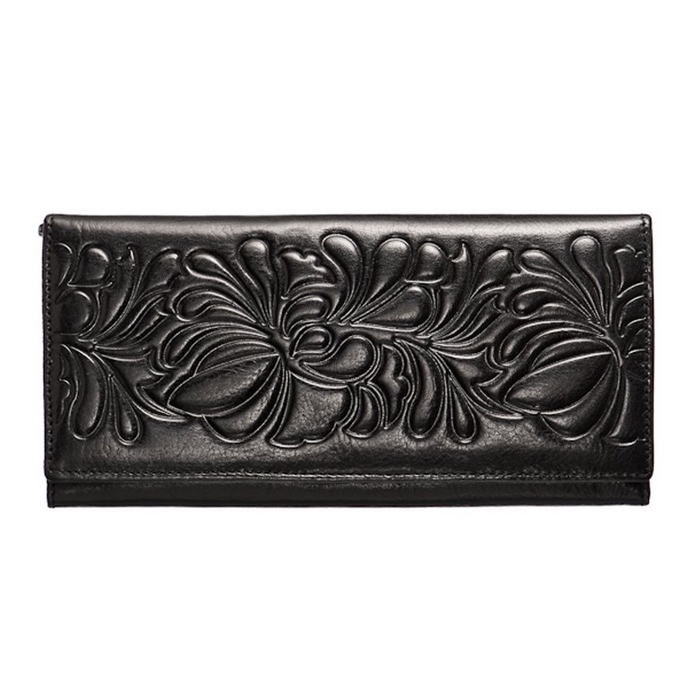 Портмоне Dr.Koffer 9,5*18,5см, нат. кожа, тиснение черный