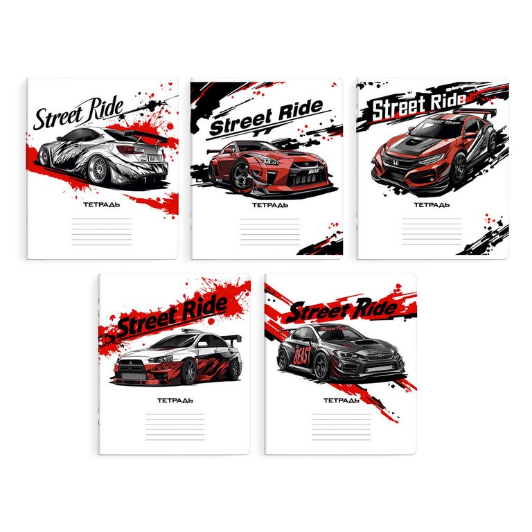 Тетрадь 24 лист лин. А5+ "Городские гонки" ассорти