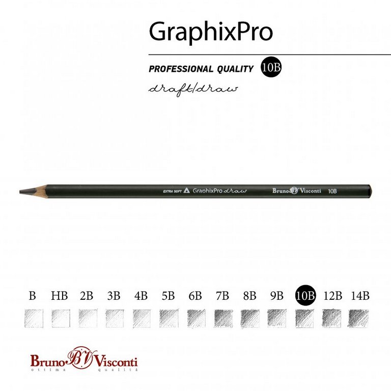 Карандаш ч/г 10В трехгранный Bruno Visconti "GraphixPro"