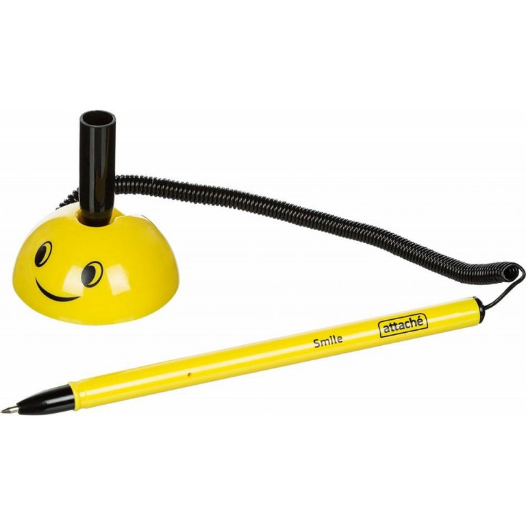 Ручка шариковая настольная желтый корпус Attache "Smile" 0,7 мм синяя (линия 0,5мм)