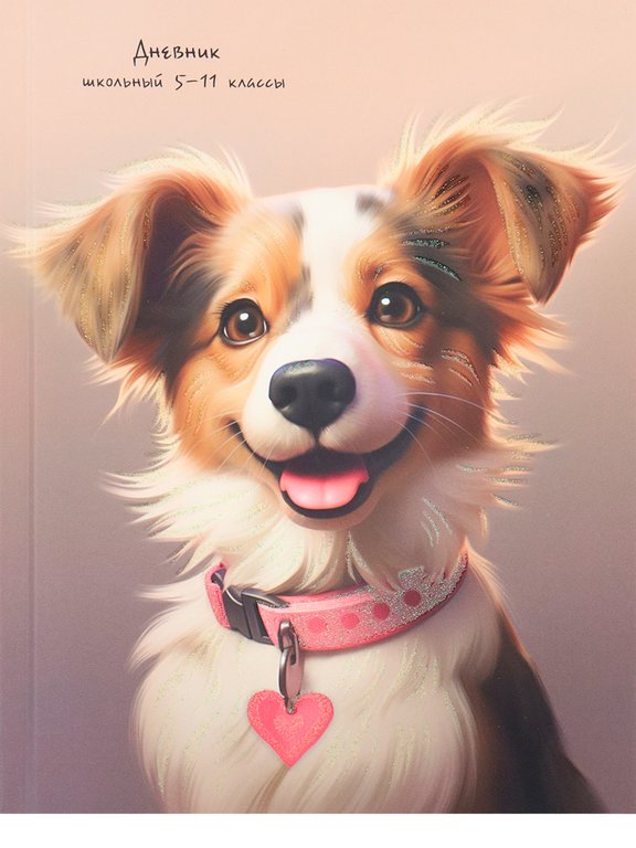 Дневник для ст/кл. Prof-Press твердая обл, матовая ламинация "ПЁСИК С РОЗОВЫМ ОШЕЙНИКОМ" 48л.