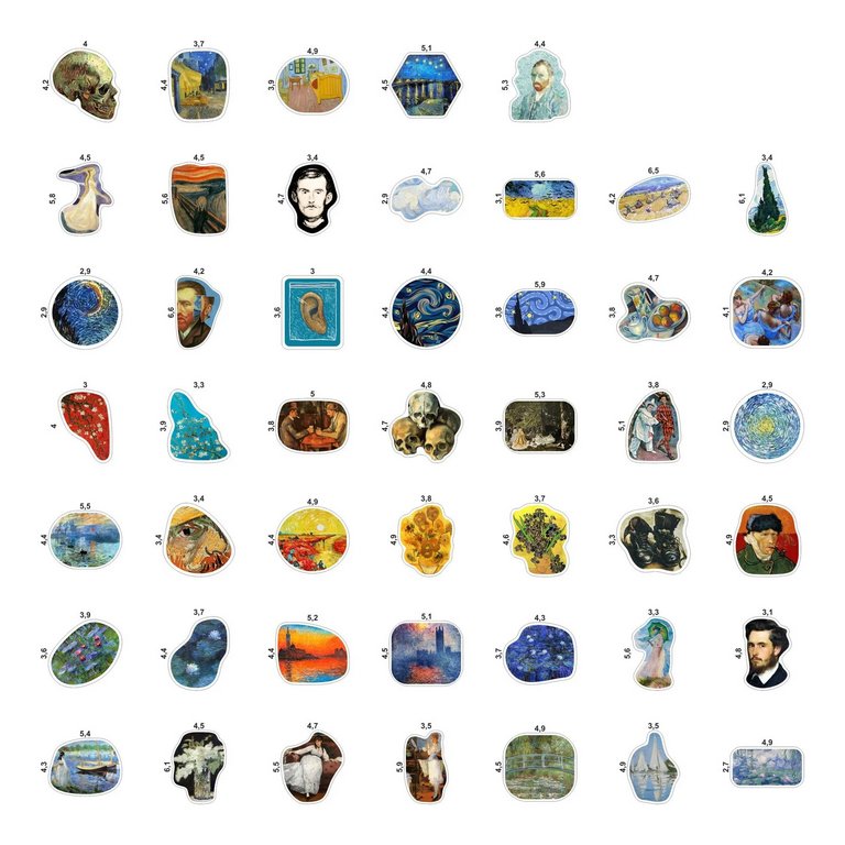 Набор наклеек  9 листов "Эпоха Импрессионизма" (47 шт) Nalepking