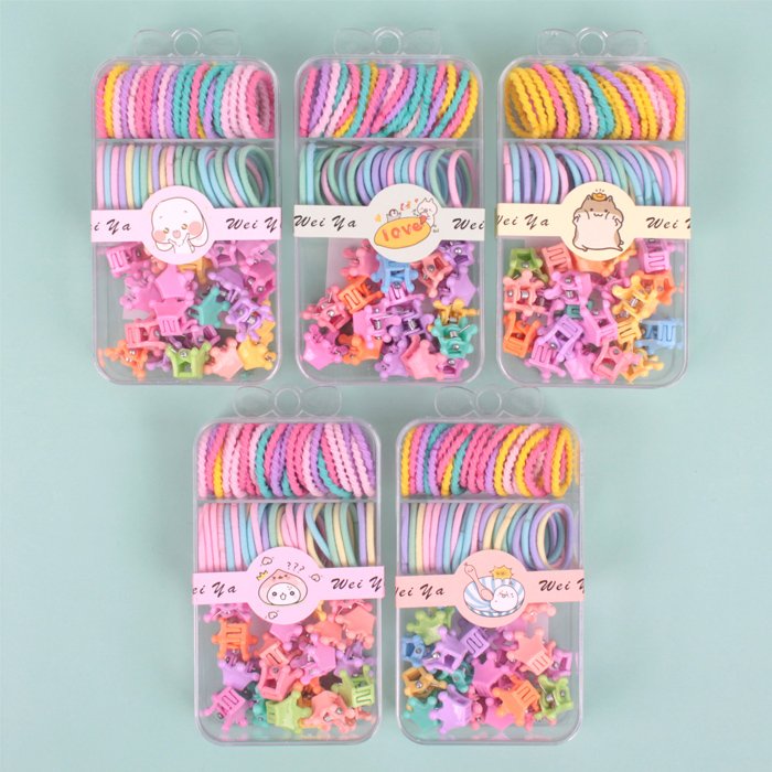 Набор для волос (60 резинок и 20 крабиков) цв. ассорти