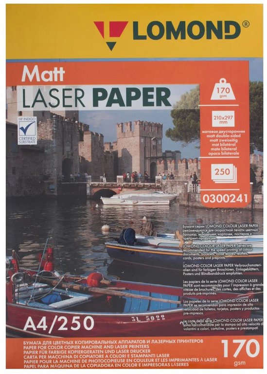 Бумага для полноцв. печати Lomond А4 170г, 250 л/уп. матовая
