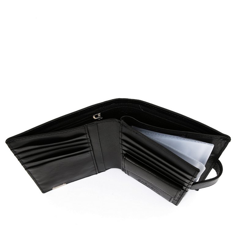 Портмоне FABRETTI мужское, нат.кожа, 12*14*3см, черный