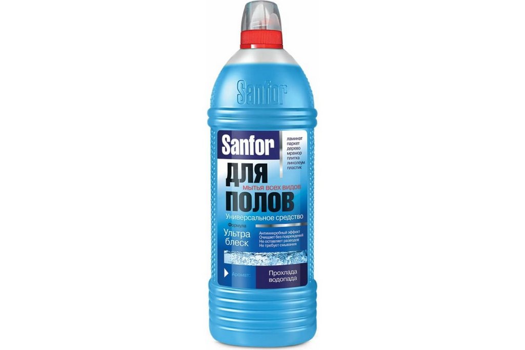 Средство для мытья полов Санфор, 1000 мл "Прохлада водопада" (ультраблеск)