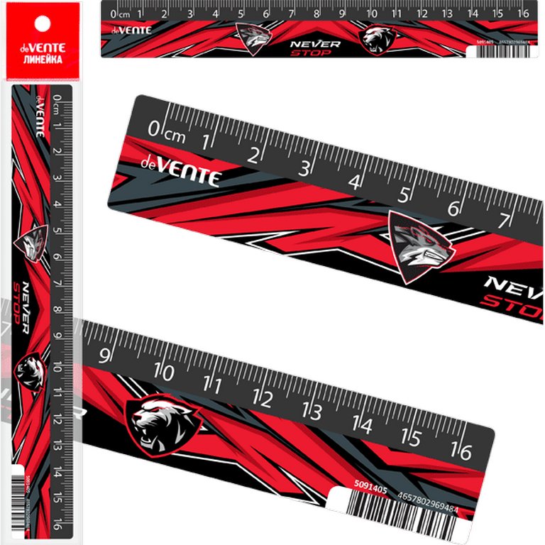 Линейка 16 см. пласт. deVENTE "Never Stop"