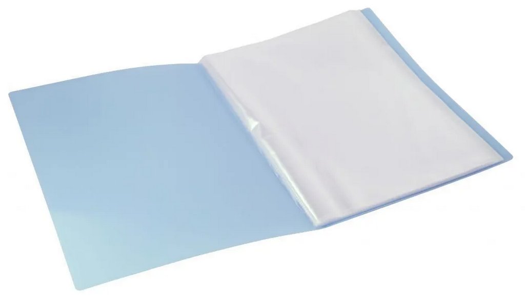 Папка А4 40 прозр.вклад. карман на лицевой стороне, пластик 0,70 мм голубая Бюрократ