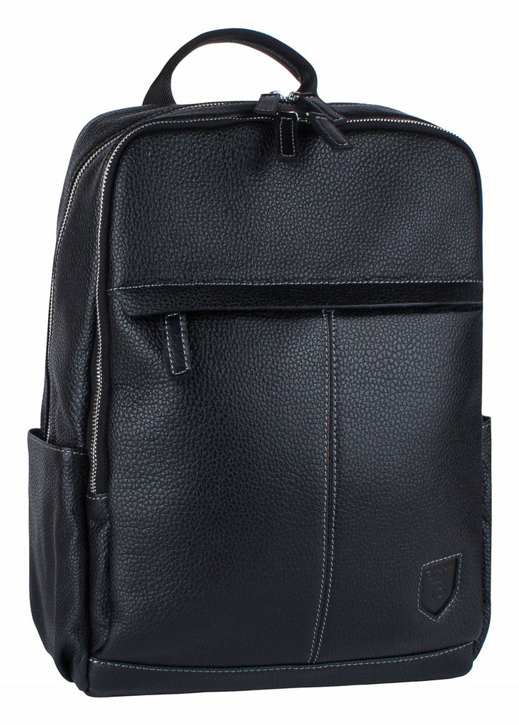 Рюкзак молодежный мужской  Baron натуральная кожа 28*40*12см, черный