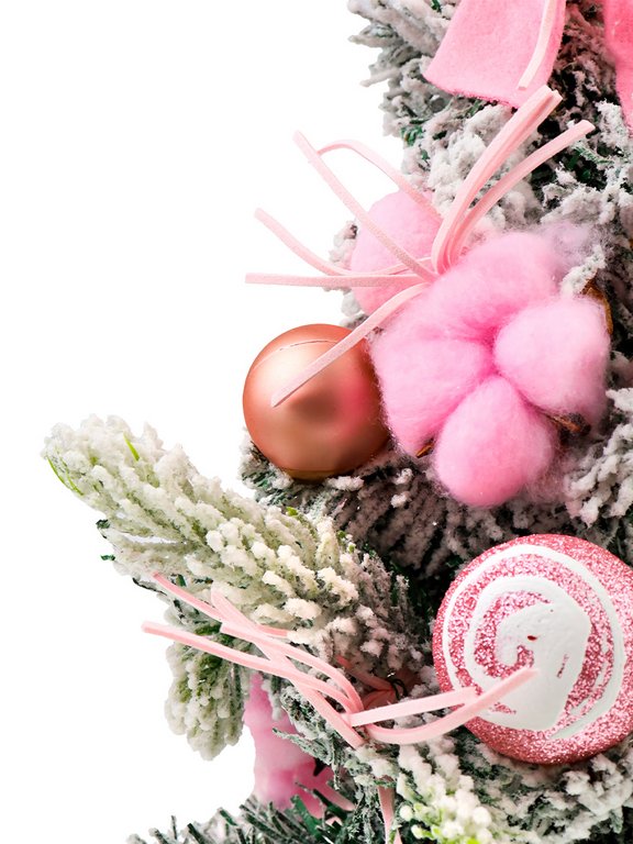 Ель декоративная   0,30 м украшенная "Зимняя красавица" (цв. гамма украшений розовая)