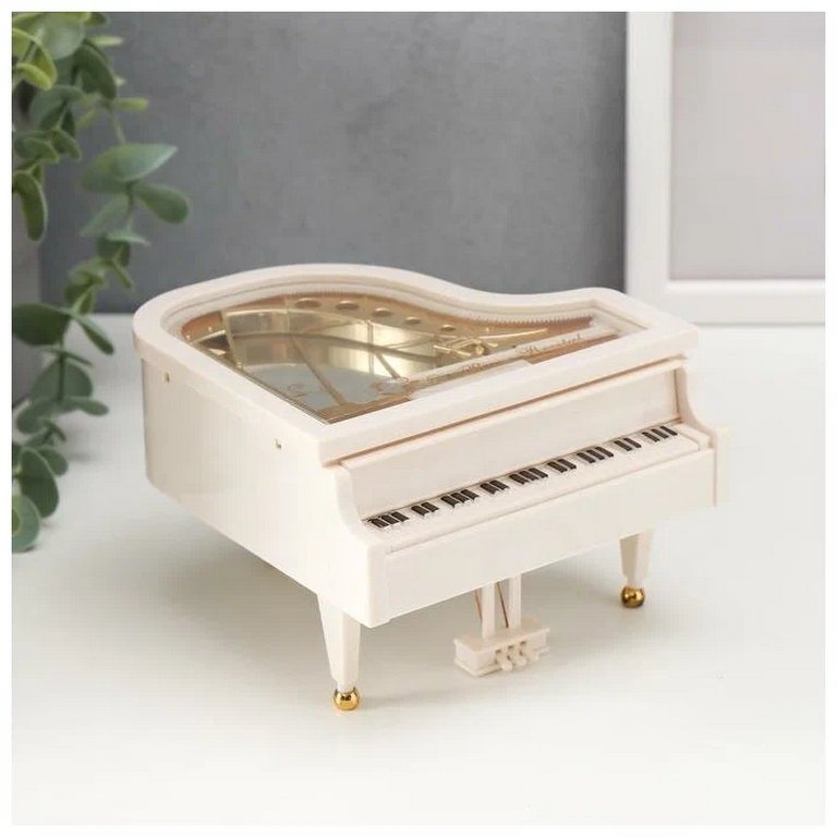 Шкатулка музыкальная "Белый рояль с балериной" 12х13,5х8,5 см