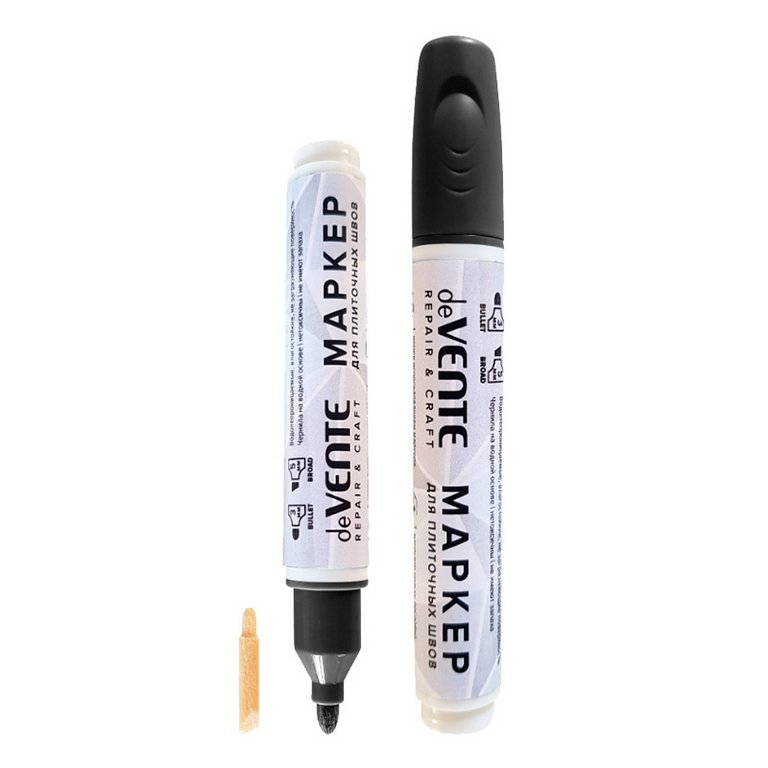 Маркер для плиточных швов deVENTE черный (круглый/скошенный)