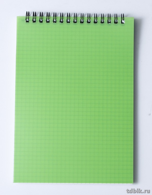 Блокнот А5  80л., 148*210 мм, на спирали, пластиковая обложка, цвет ассорти.