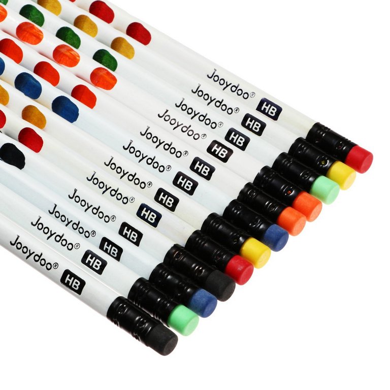 Карандаш ч/г с выемками HB трехгранный JOOYDOO "Микс" с ластиком