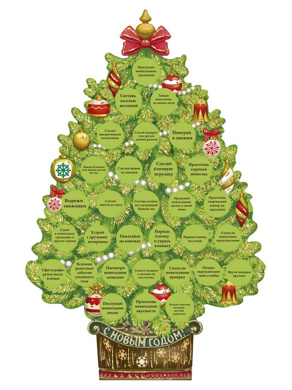 Адвент-календарь НГ "Ёлка календарь Волшебство" с отрывными окошками 40х26см