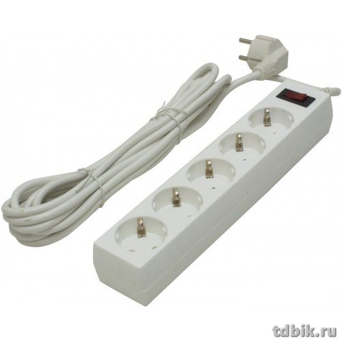 Сетевой фильтр Defender ES (5 розеток) 5м, белый, с авт.предохр.