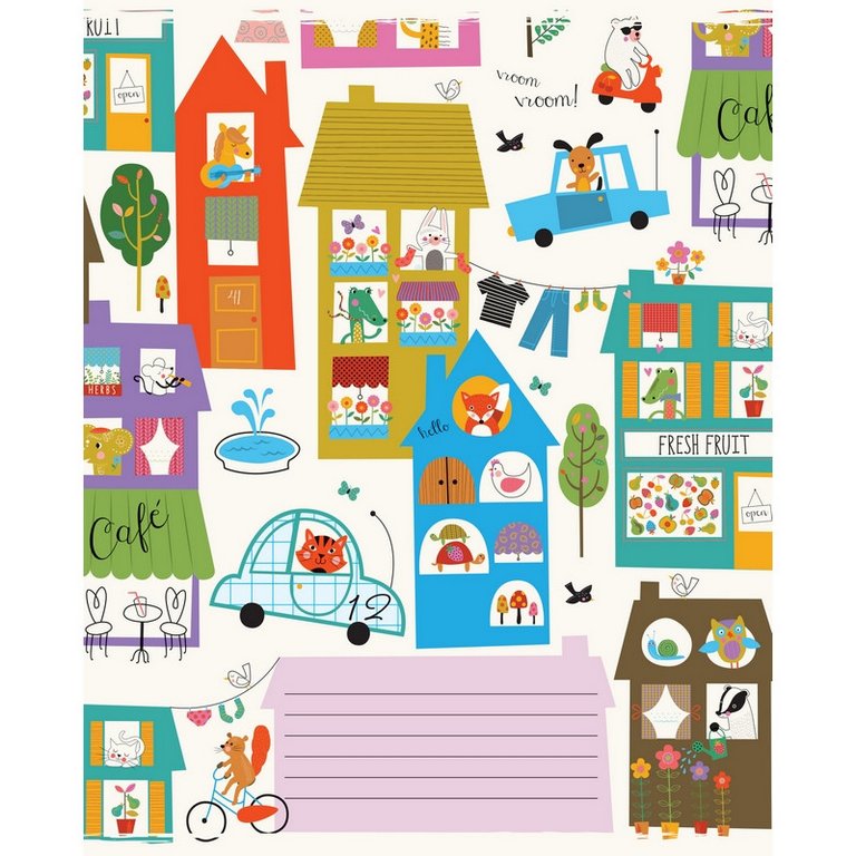 Тетрадь 12 лист кл. А5  "Город животных" 5 видов