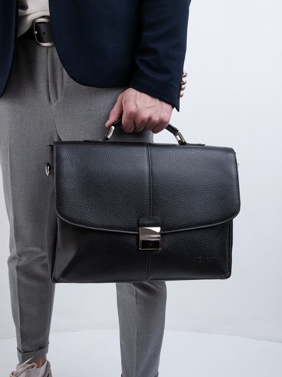 Портфель Baron 37*27*7 см, нат. кожа, черный
