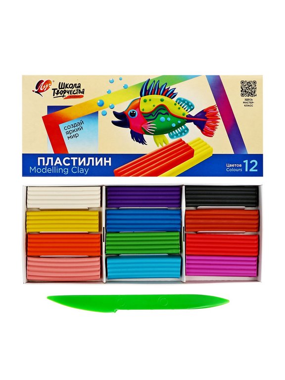 Пластилин 12 цв. 240 гр. Луч "Школа творчества"