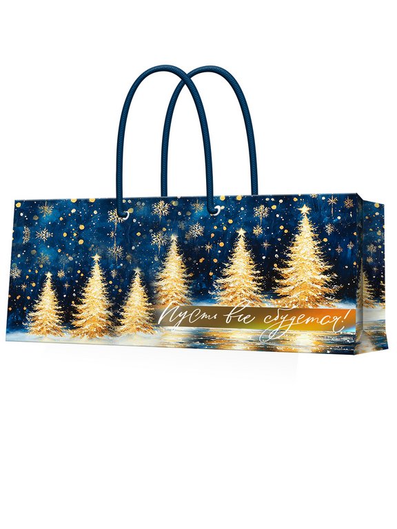 Пакет бумажный НГ горизонтальный 36*13см ламиниров. (елки)