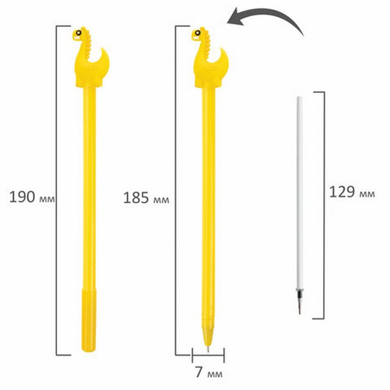 Ручка шариковая сувенирная "Динозаврик" 0,7мм, синяя (ассорти) ЮНЛАНДИЯ
