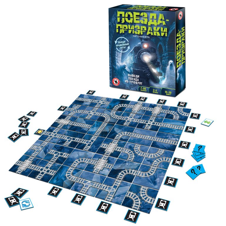 Игра настольная  .7+ с карточками "Поезда призраки" (2-4 игрока, 10-30 мин)Русский стиль