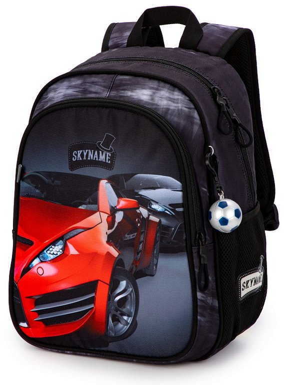 Рюкзак каркасный для мальчика SkyName "Машины" (брелок мячик) 29*37*17 см