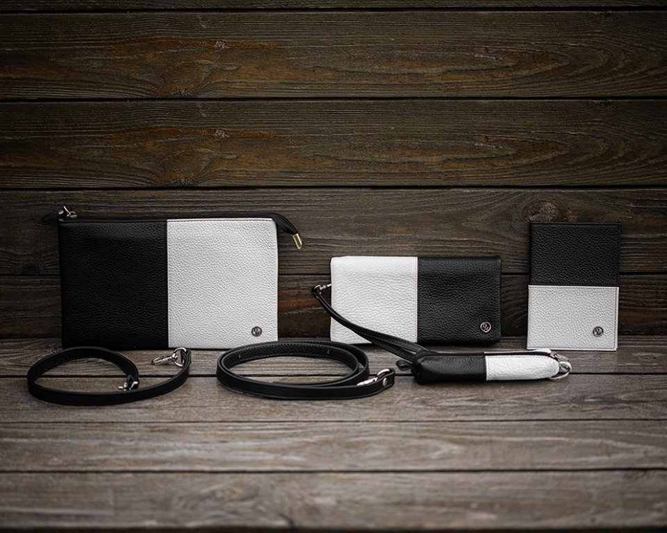 Футляр для ключей  D.Morelli "Duo-2" черно-белый, нат.кожа, на молнии