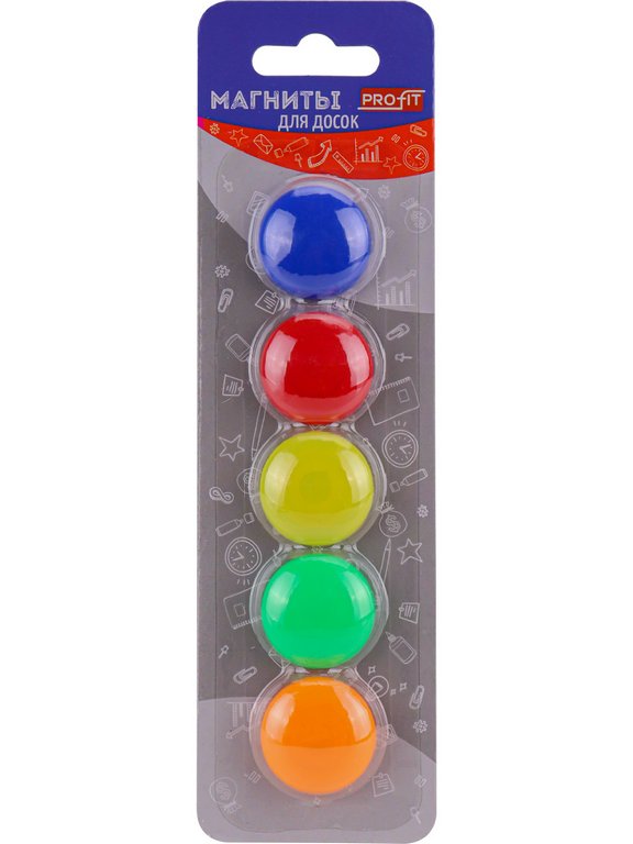 Магниты диаметр 30 мм  (5шт/уп) цветные Profit