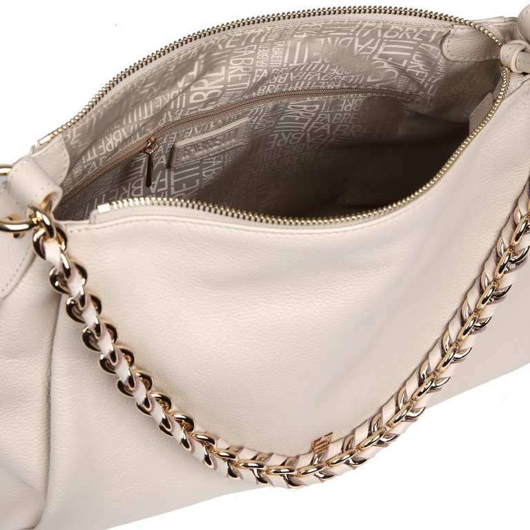 Сумка женская FABRETTI 32х22х14 см, нат. кожа, бежевый