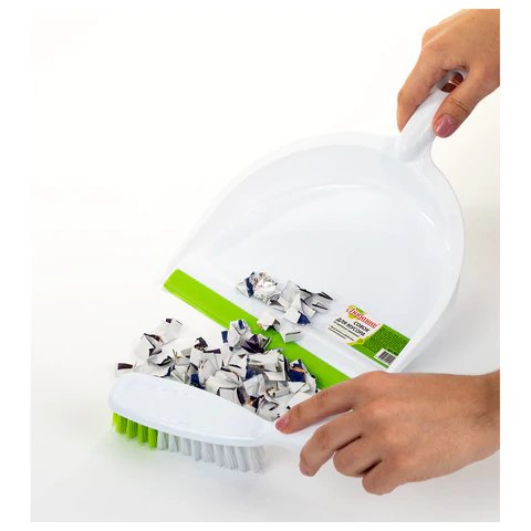 Щетка + совок, бело-зеленый, резиновая кромка ЛЮБАША