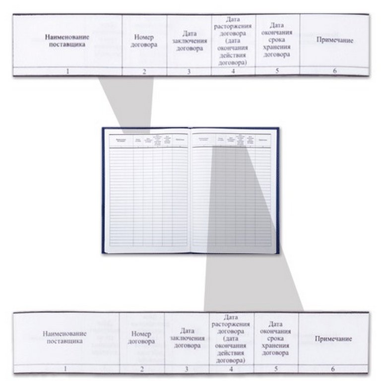 Журнал регистрации договоров, 80л., А4, офсет, обложка бумвинил