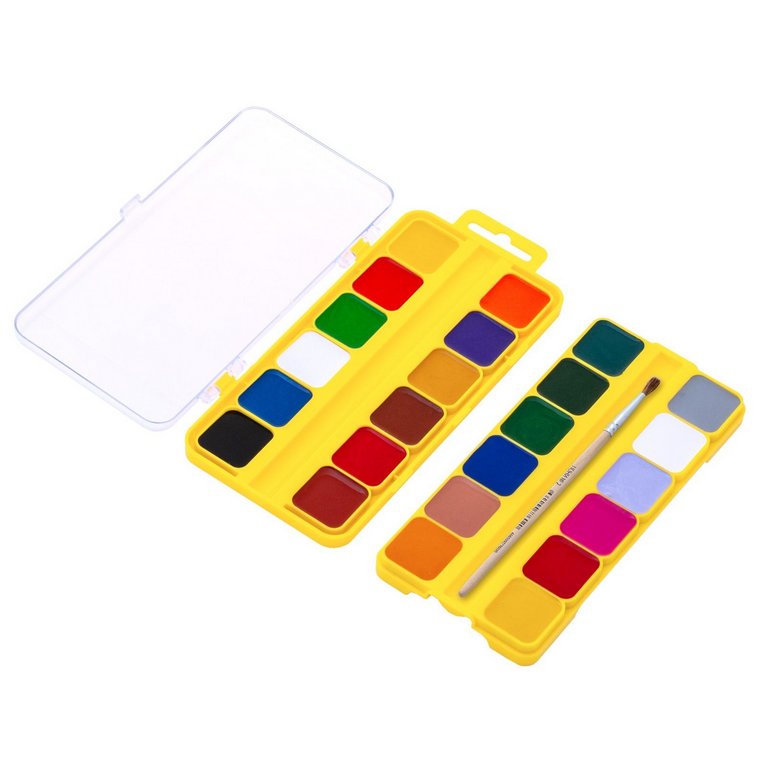 Краски акварельные 24 цв. медовые Каляка-Маляка "Зверята в домике" (кисть, пластиковая упаковка)