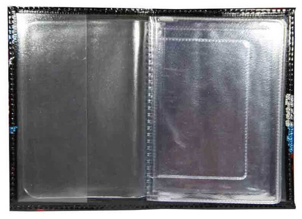 Обложка для автодокументов нат. кожа. лак, черный, тиснение тремя цветами